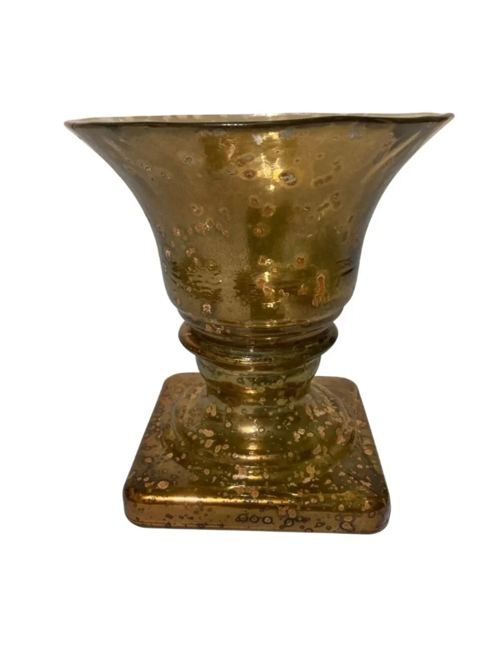 San Miguel Glass Vase Or Candle Holder With Antiqued Mirror Finish